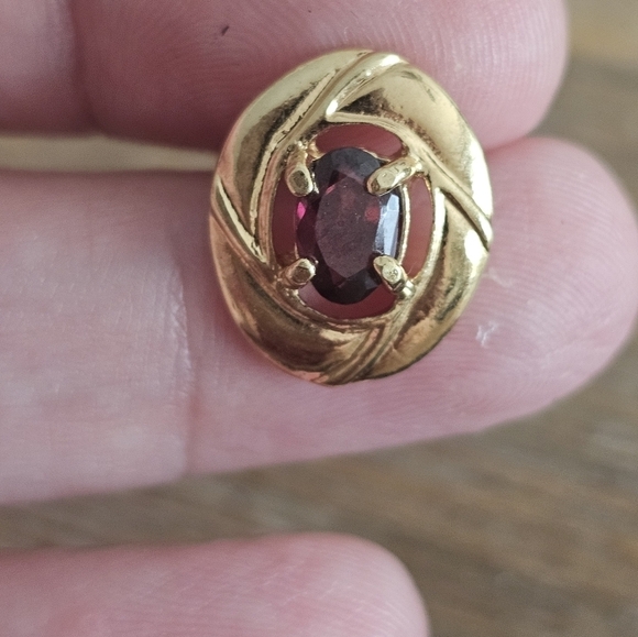 JJJ Oval Earrings Gold Tone Amethyst Purple Stone - Picture 5 of 6